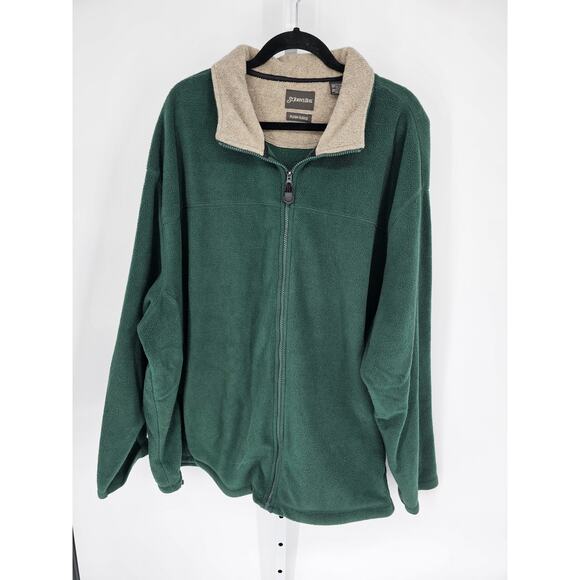 St John's Bay Men's Green Plush Fleece Long Sleeve Full Zipper Sweater Size 3XL - Picture 1 of 4